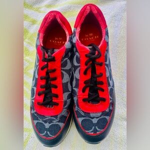 Coach Red and Blue Denim Lace-Up Shoes